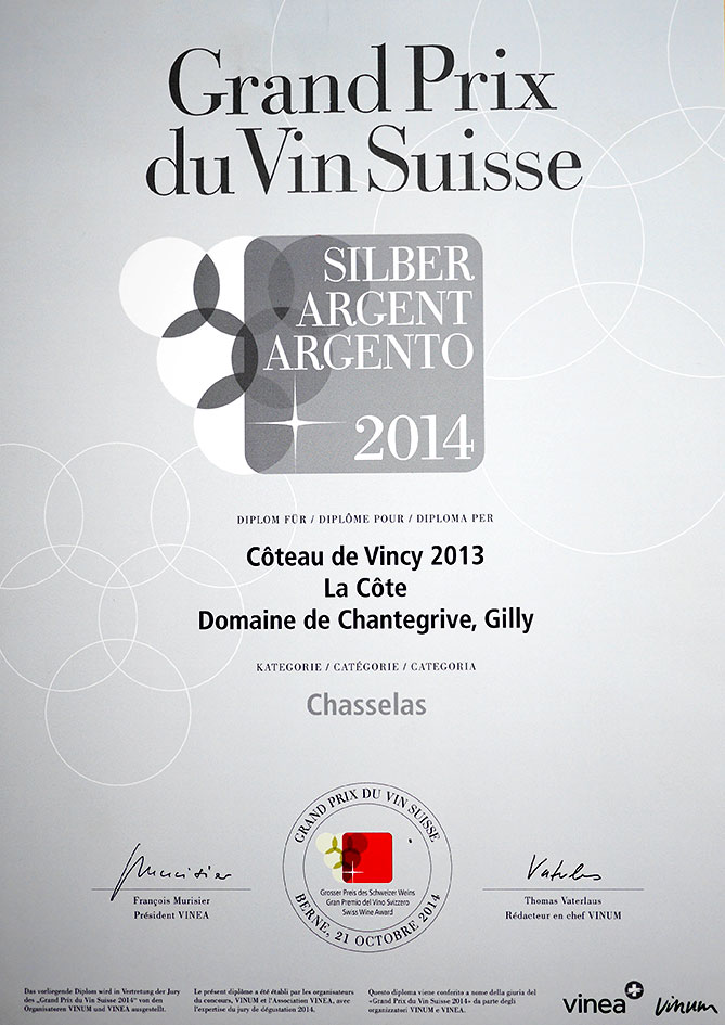 Grand Prix Vin Suisse Coteau de Vincy 2013 Argent