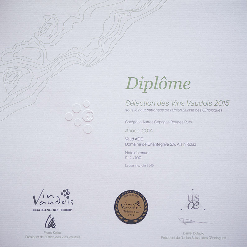 Médaille Or Arioso 2014 Domaine de Chantegrive